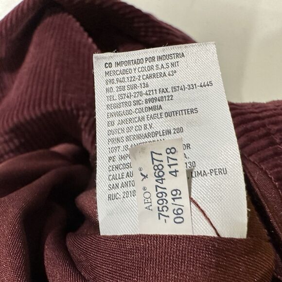 American Eagle Dress Women's Medium Corduroy Maroon Red Sleeveless Jumper Bib - Picture 7 of 11